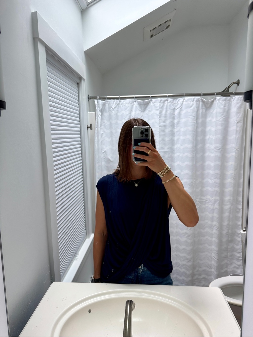 Women's Bailey 44 Navy Sleeveless Twist-Front Top